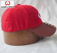 Welink High Quality Embroidery Logo PU Leather Cotton Baseball Cap
