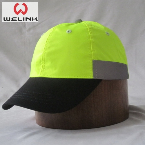 Safety Light Green Polyester Baseball Caps Dad Hats