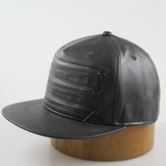 Wholesale PU leather flat bill Snapback caps hats