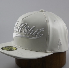 5 panel pu leather hip-hop custom 3D embroidery snapback cap hat
