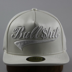 5 panel pu leather hip-hop custom 3D embroidery snapback cap hat