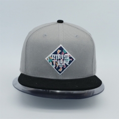 Fashion Grey Embroidery Flat Cap Snapback Caps and Hats