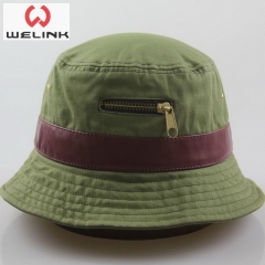 Classic Army Green Bucket Cap Zipper Fisherman Hat