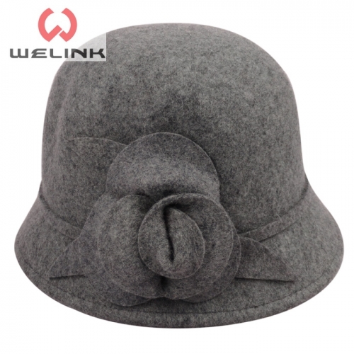 Fashion women 100% wool felt cloche cap hat custom color wool cloche