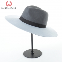 Wholesale wool felt two colors wide fedora hats