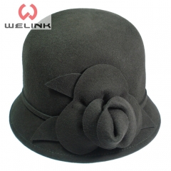 Fashion women 100% wool felt cloche cap hat custom color wool cloche