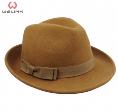 Classical 100% Wool Felt Wide Brimmed Fedora Hat